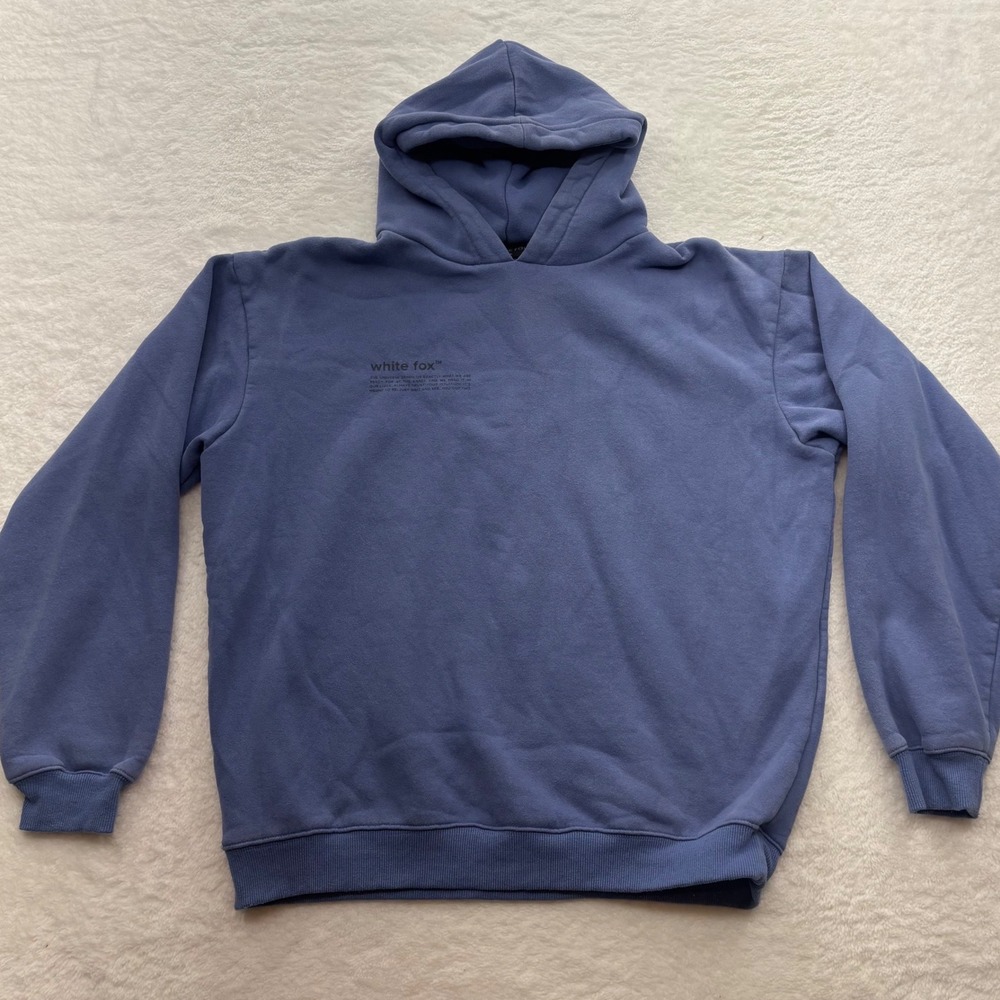 White Fox Boutique Blue Oversized Graphic Hoodie Sweatshirt S/M